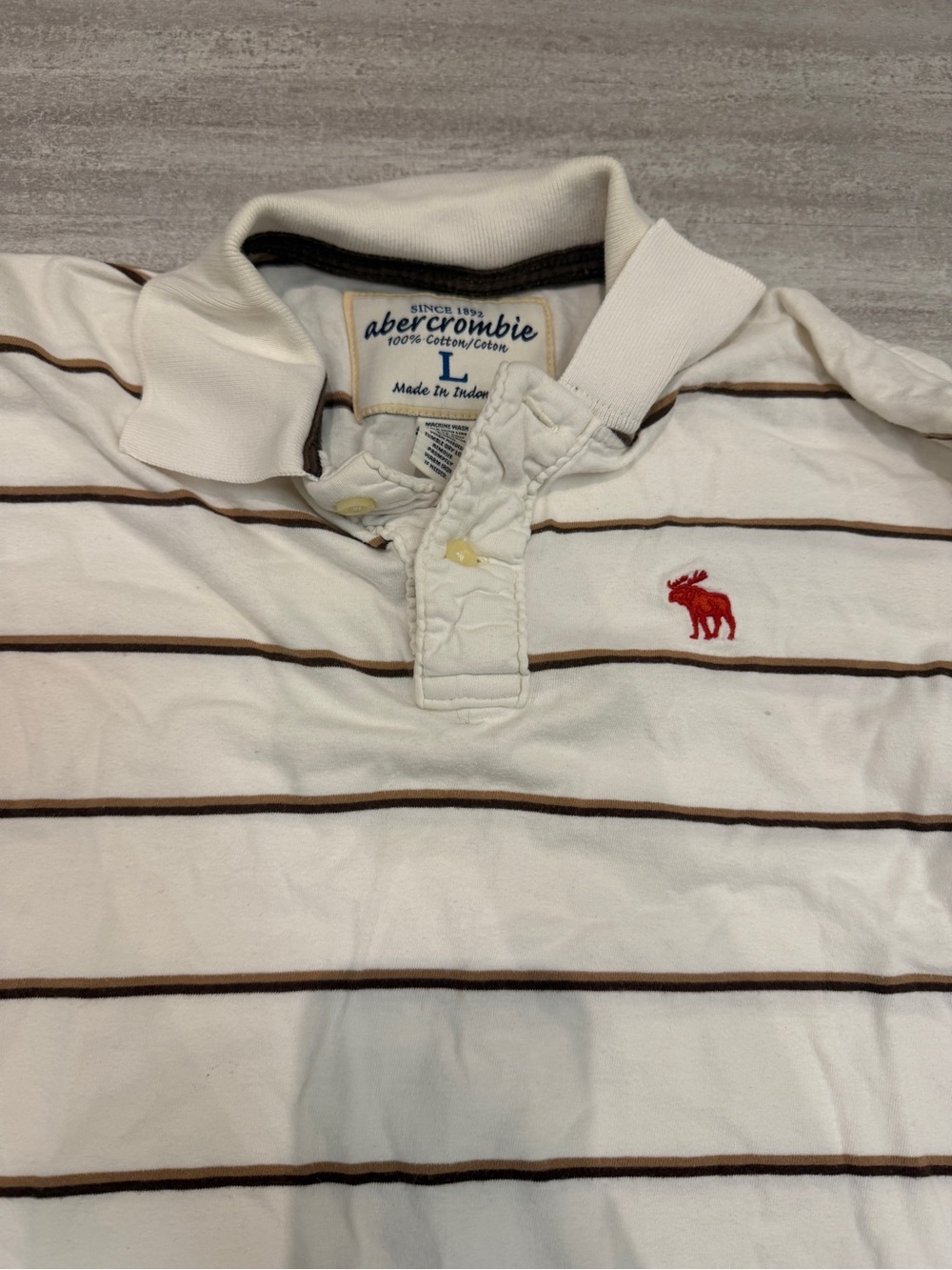 Vintage Y2K Abercrombie Kids Striped Polo Shirt Youth L Moose Logo